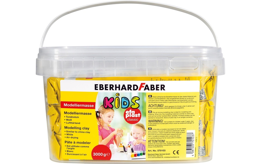 Eberhard Faber Matière à modeler Efa-plast Classic Kids 3 kg, blanc