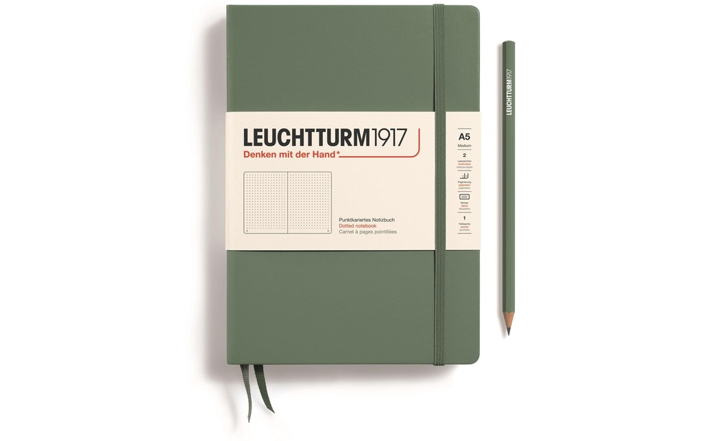 Leuchtturm Bloc-notes Medium A5, Pois, Vert olive