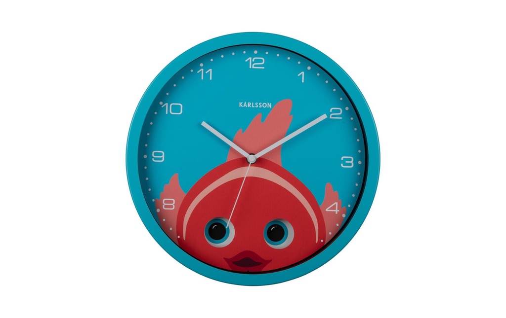KARLSSON Horloge murale Poisson rouge Ø 30.8 cm, Bleu clair
