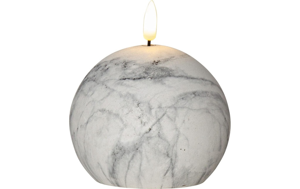 Star Trading Bougie LED Pilier Flamme Marbre, Ø 10 x 12 cm, Gris