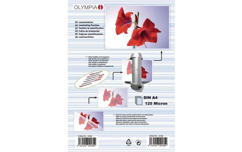 Olympia Film laminé A4, 125 µm, 25 pièces, brillant