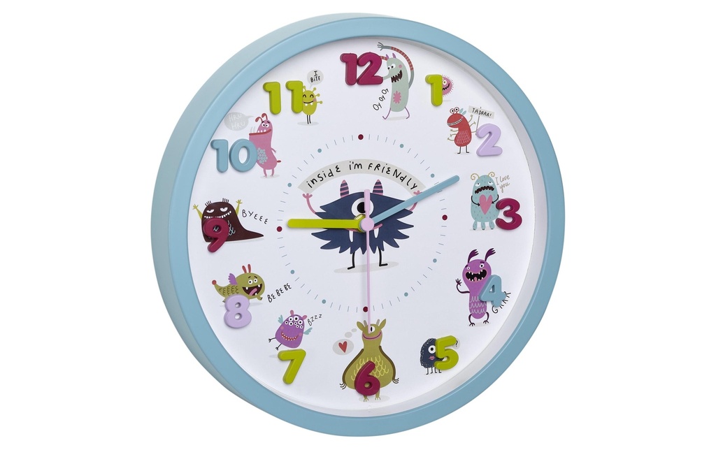 TFA Dostmann Horloge murale Little Monsters Ø 30.9 cm, multicolore