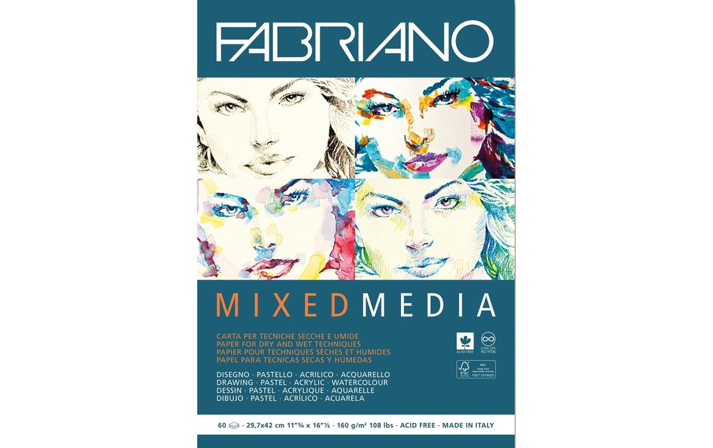 Fabriano Bloc à dessin Mixed Media A3, 60 feuilles