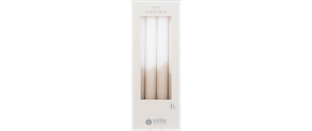 müller Kerzen Bougie droite 24.5 cm x 2.2 cm, Beige/Blanc, 4 Pièce/s