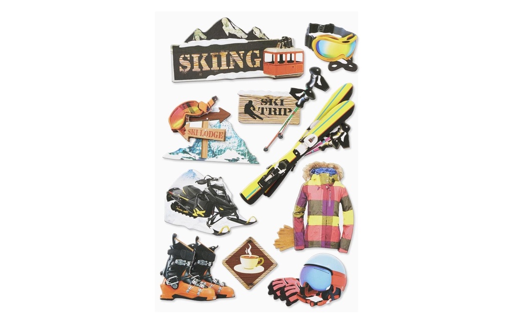 HobbyFun Autocollant à motif Sports d'hiver 1 feuille
