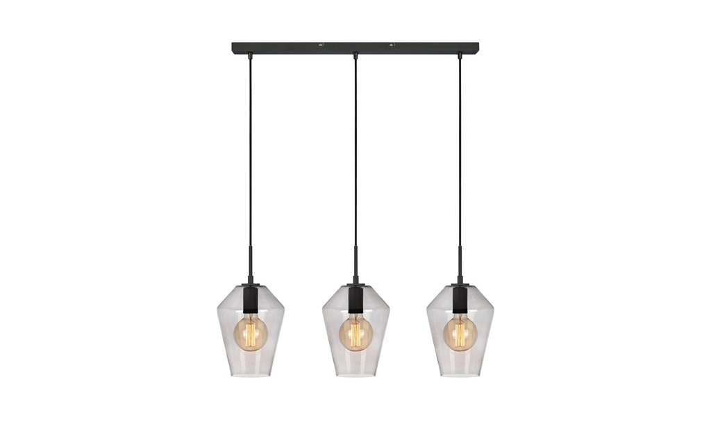 Markslöjd Lampe suspendue Rétro, 3 x E27, max. 60W, noir/smoke