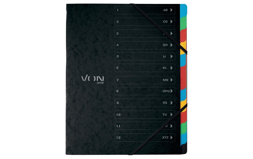 VON Classeur à compartiments avec 12 compartiments, Noir
