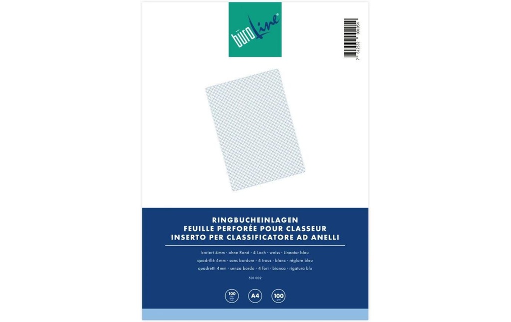 Büroline Feuillets mobiles A4, quadrillé, 100 feuilles