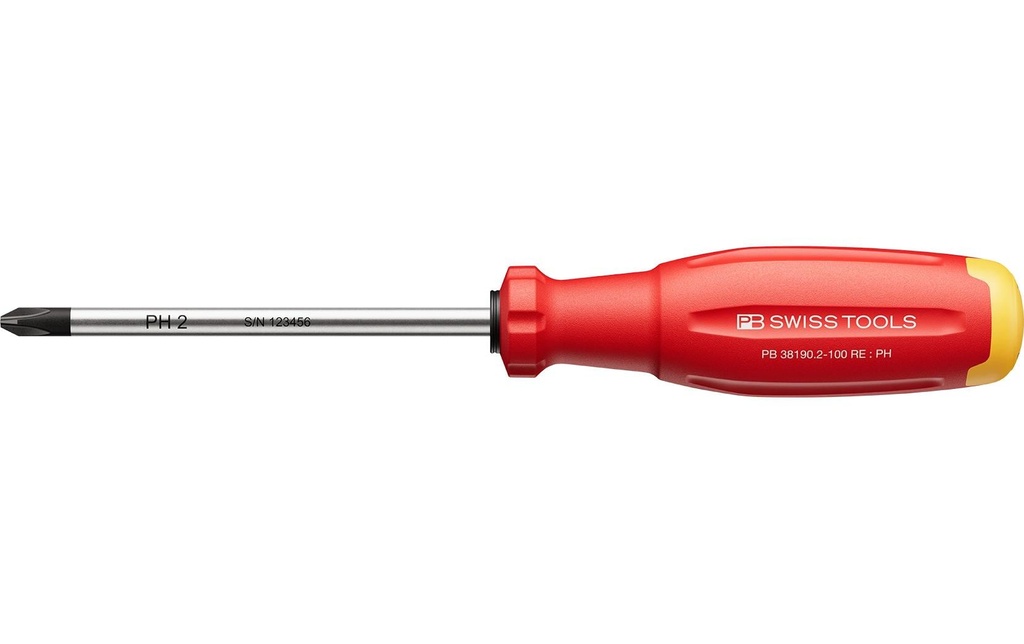 PB Swiss Tools Tournevis SwissGrip Evo PH 2-100 rouge