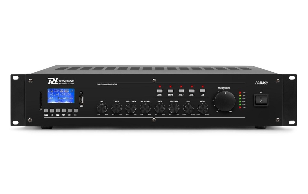 Power Dynamics Amplificateur pro PRM360 Mélangeur 4 zones