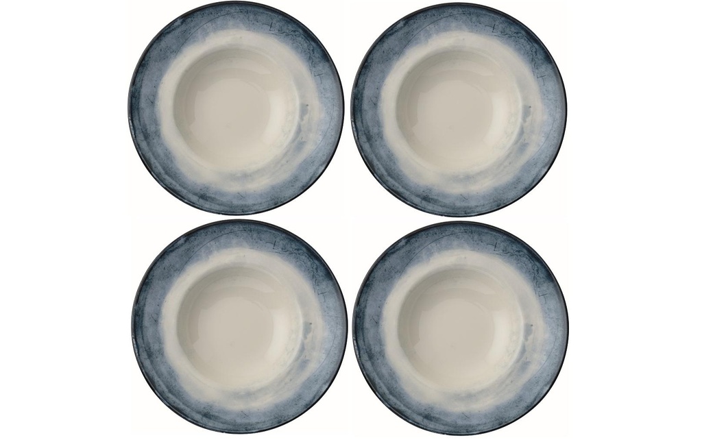Arthur Krupp Assiette de soupe et de pâtes Shade Sea Ø 27 cm, 4 Pièce/s, Bleu/Blanc