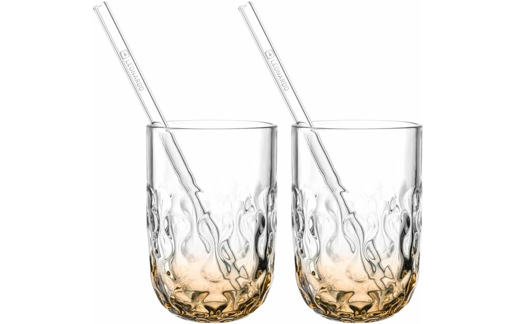 LEONARDO Verre à latte macchiato Gocce 390 ml, 2 pièces, Orange