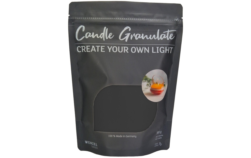 Wenzel Kerzen Granulés de cire sans parfum 300 g, Anthracite