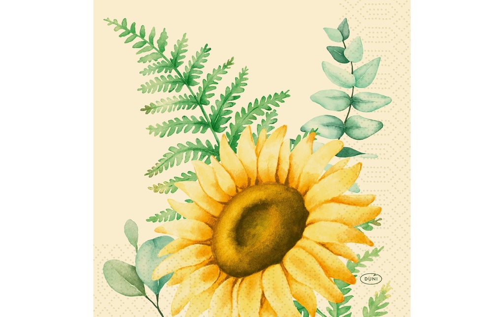 Duni Serviettes en papier Sunflower Dreams 33 cm x 33 cm, 50 Pièce/s