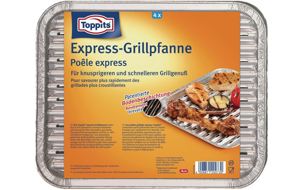 Toppits Barquette à barbecue Express 4 pièces