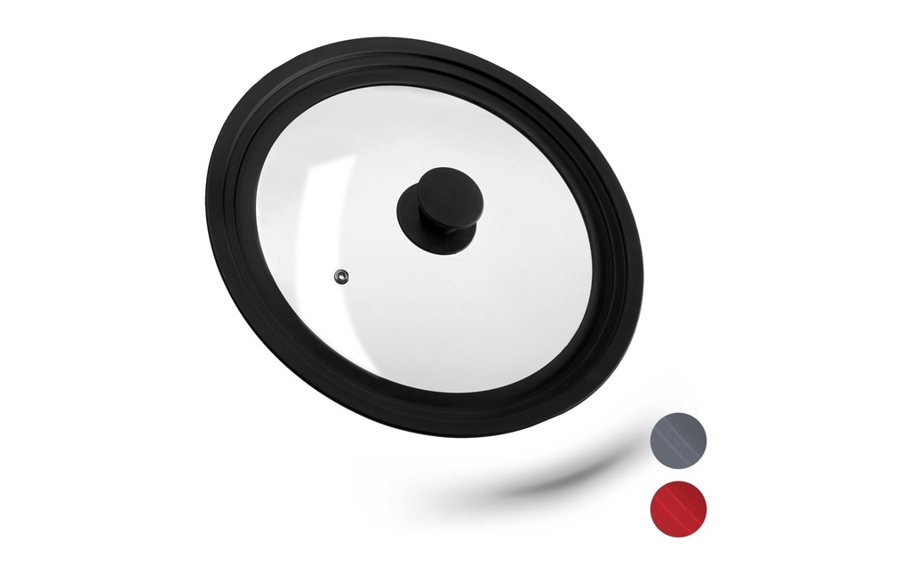 relaxdays Couvercle de casserole avec bord en silicone 26-30 cm, noir
