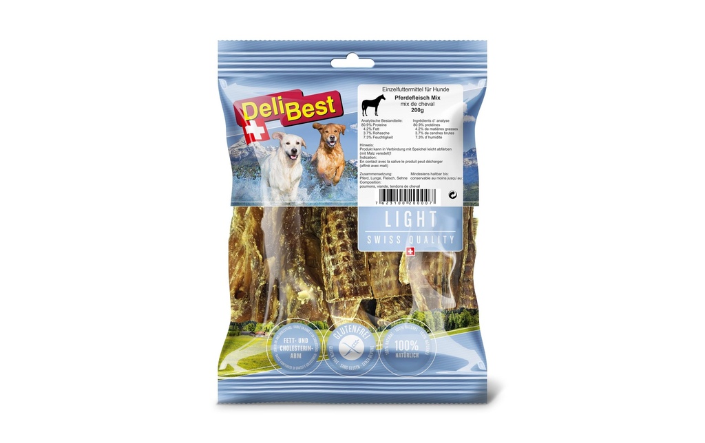 DeliBest Produit à mâcher  Mélange léger de viande pour chevaux à mâcher, 200 g