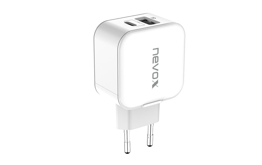 Nevox Chargeur mural USB USB-C Power Delivery + QC 3.0 18 W