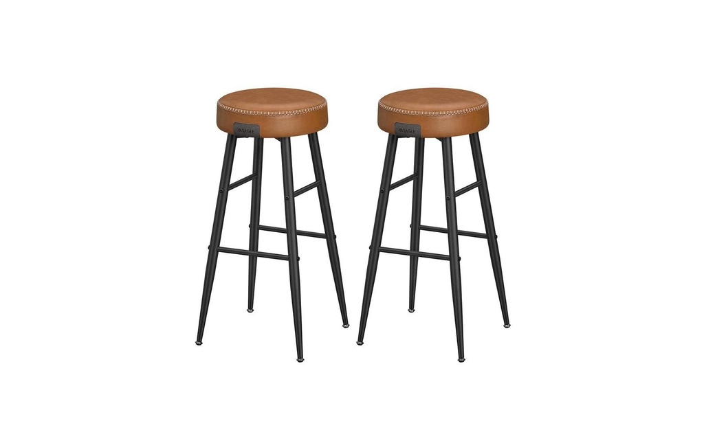 VASAGLE Tabouret de bar 2 pièces 51.6 x 76.2 cm, Noir/Brun