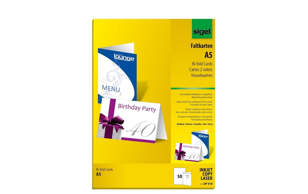 Sigel Carte vierge A5 (A4), 50 feuilles, blanc
