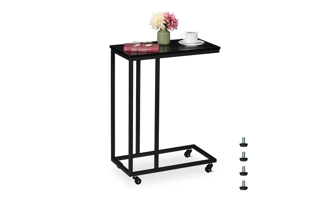 relaxdays Table d'appoint 60 x 79 cm, Noir