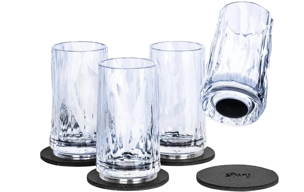 Silwy Verres en plastique magnétiques, Lot de 4, 40 ml