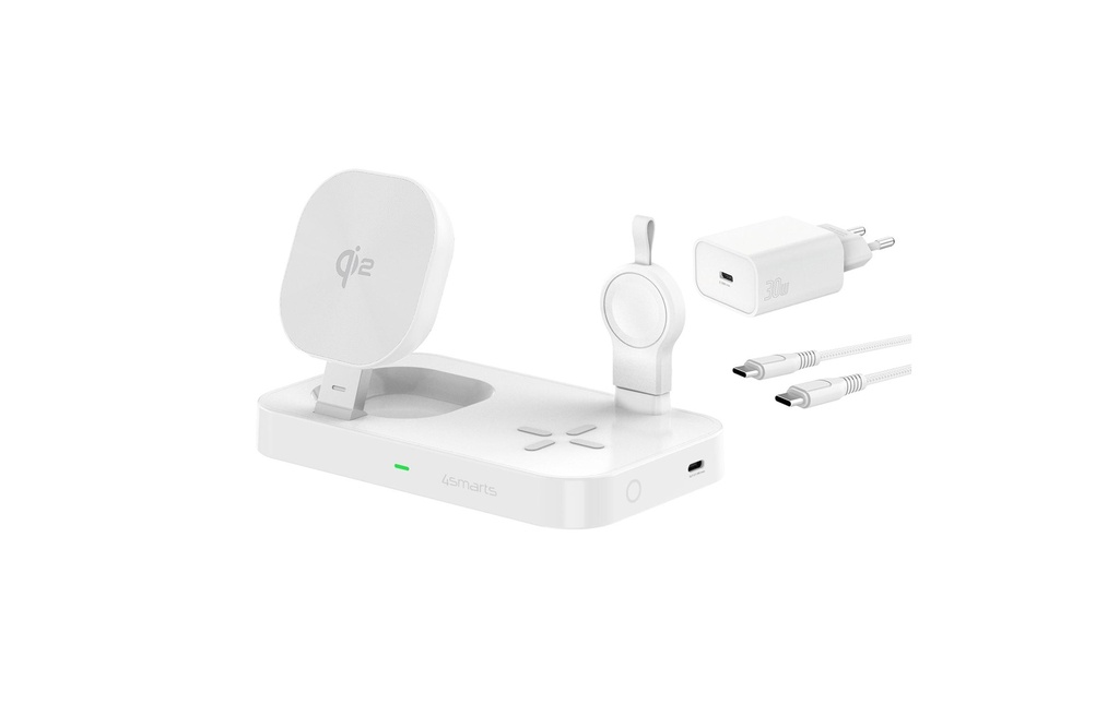 4smarts Station de recharge Qi2 Trident avec chargeur pour Samsung Watch, blanc