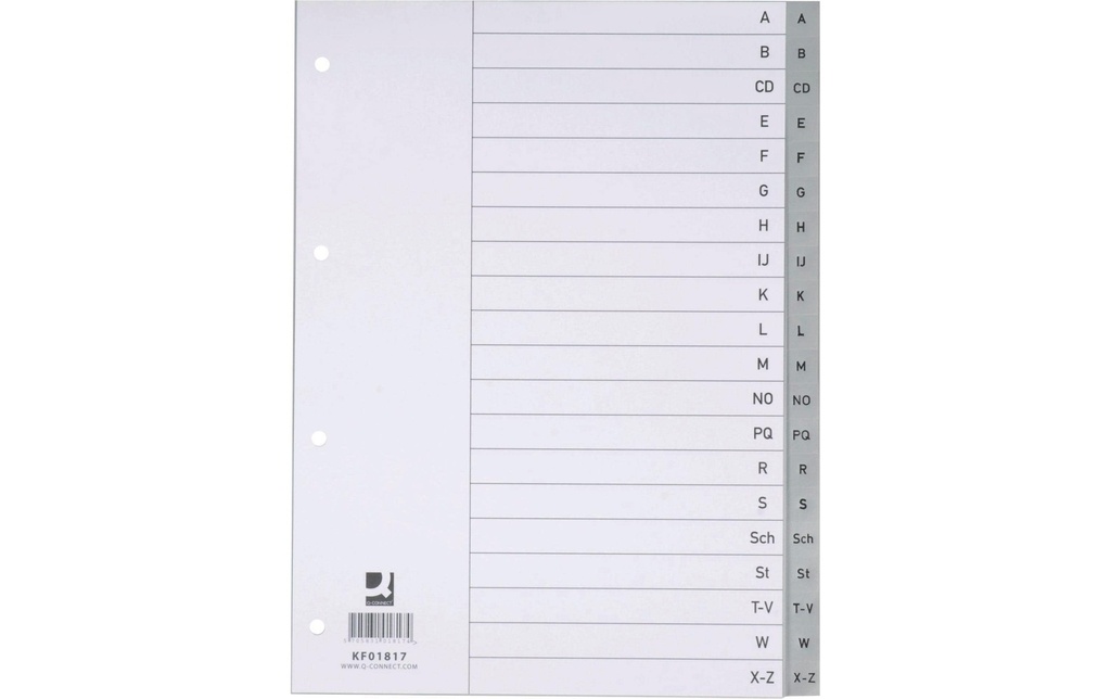 Q-CONNECT Répertoire plast.A4 A-Z 20ongl