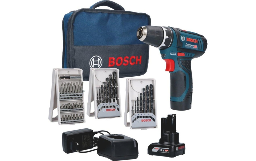 Bosch Professional Perceuse-visseuse sans fil GSR 12 V-15 Kit 1x 4,0 Ah + 1x 2,0 Ah
