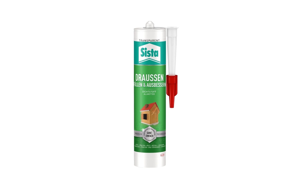 Sista Mastic Extérieur Remplissage et retouches 280 ml, Transparent