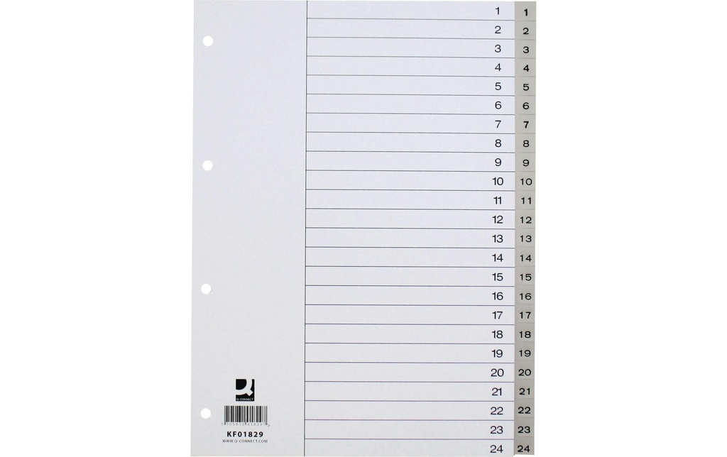 [421324008] Q-CONNECT Répertoire plast.A4 1-24 gris