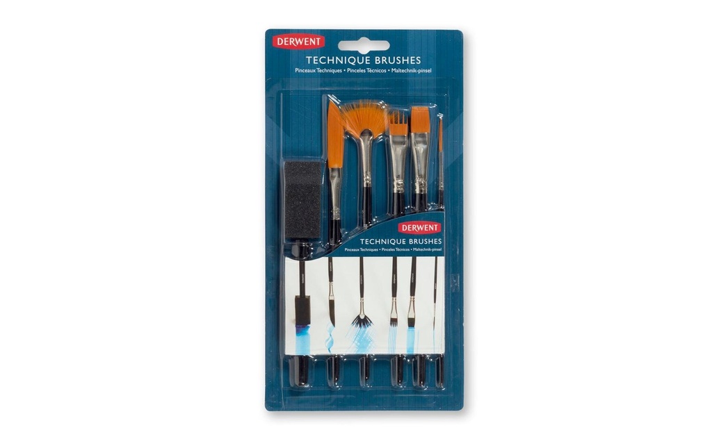 Derwent Technique Set de pinceaux pour différentes techniques, 6 pièces