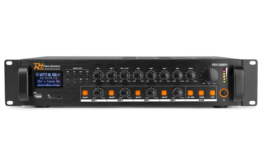 Power Dynamics Amplificateur pro PDV120 MP3 Mélangeur 4 zones