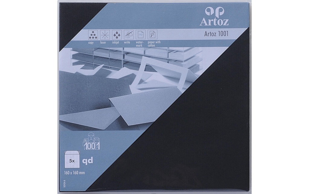 Artoz Enveloppe 1001, 16 x 16 cm, 5 Pièce/s, Noir