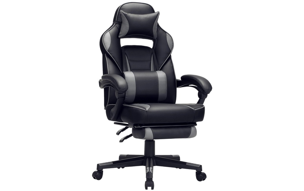 Songmics Chaise de bureau avec dossier inclinable, noir / gris