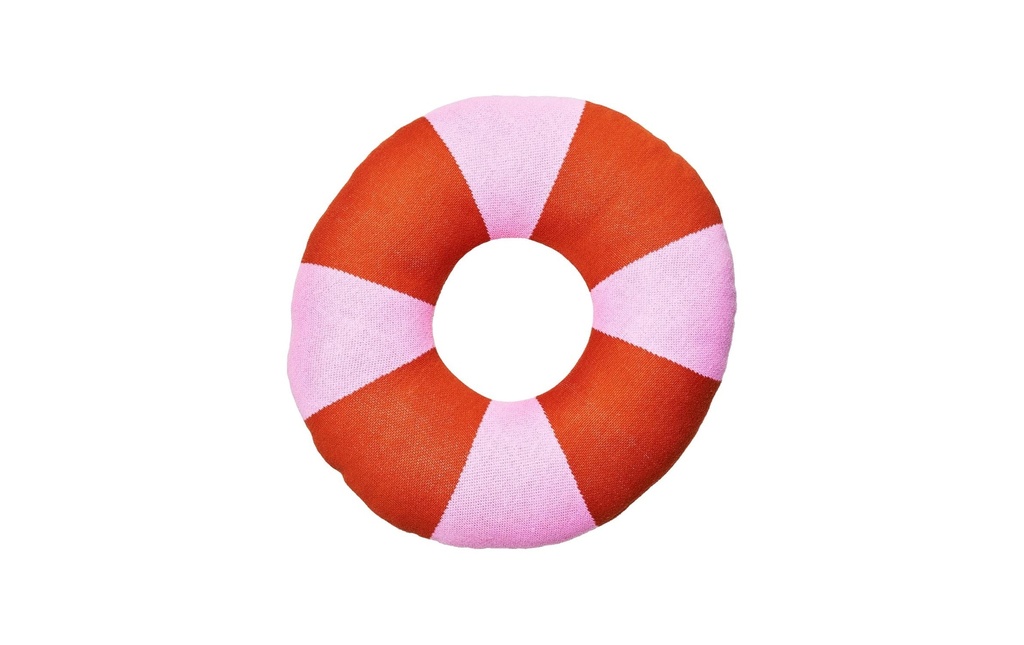 Chic Mic Coussin en coton tricoté Donut 50 x 50 cm,  Fraise