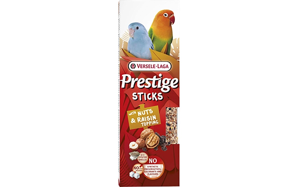 Versele Laga Nourriture pour oiseaux Bâtons Prestige Noix et raisins secs, 2 pièces, 60g