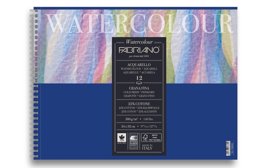 Fabriano Bloc aquarelle Livre spirale 24 x 32 cm, 12 feuilles