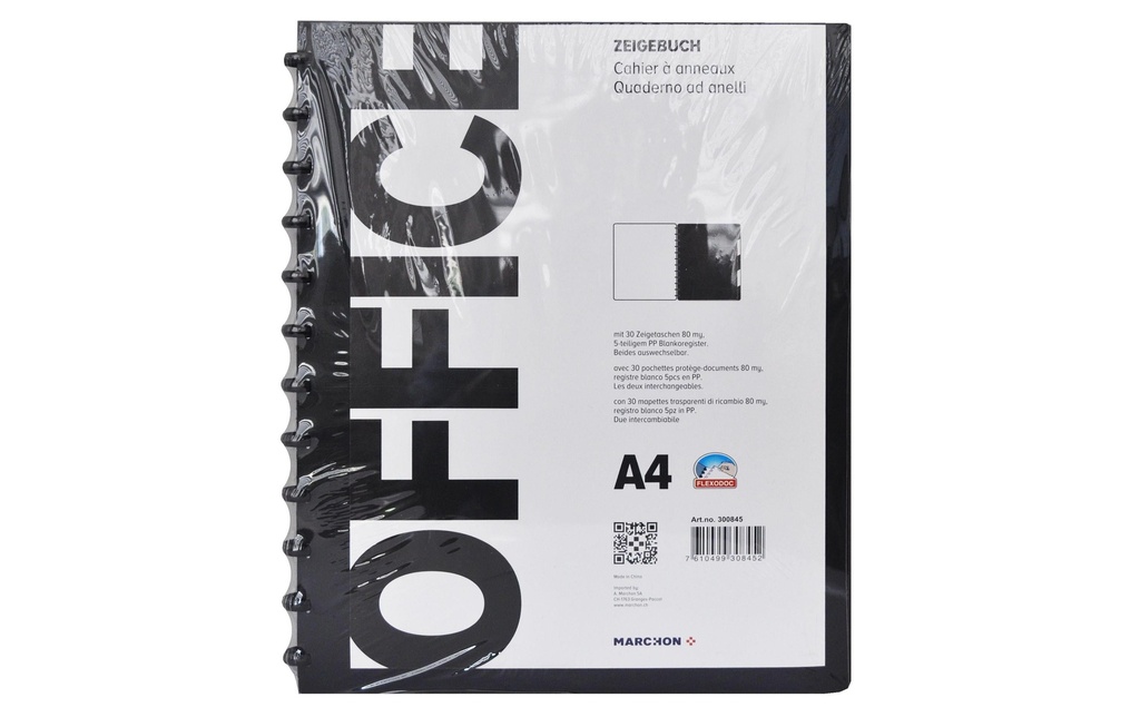Office Chemises de présentation A4 30 Sacs, Noir