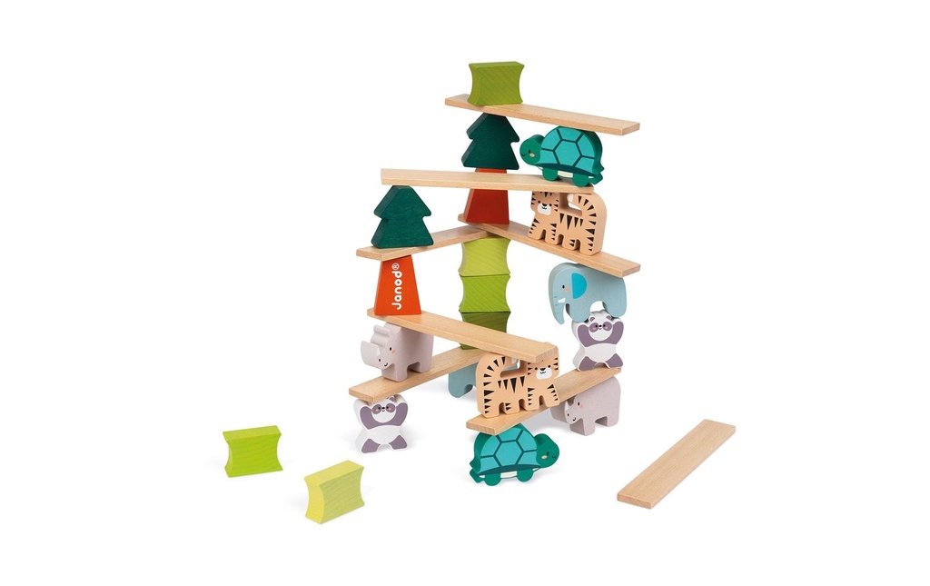 Janod Jouet empilable Animaux acrobates en bois Partenariat WWF