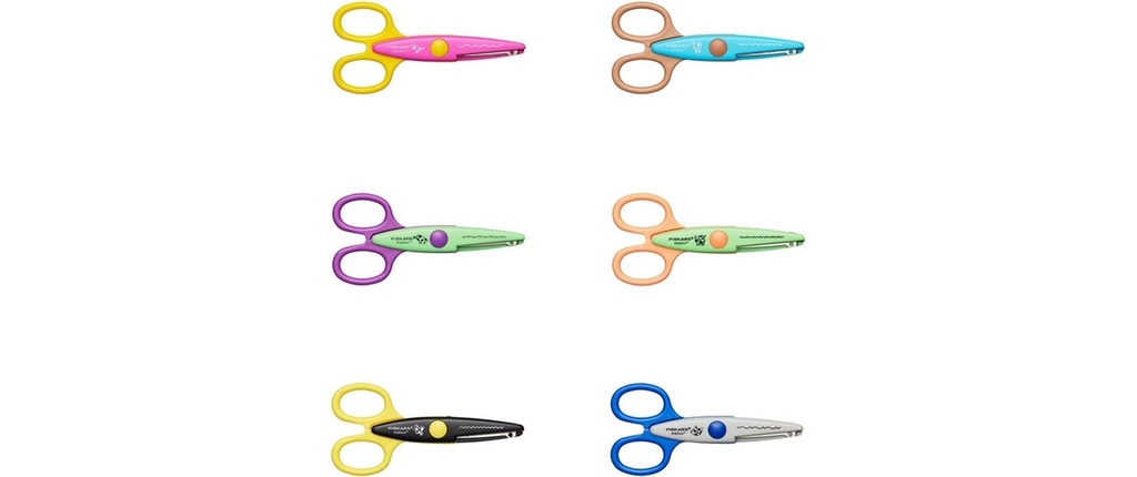 Fiskars Set de 6 ciseaux décoratifs 13 cm, Inox, Universel