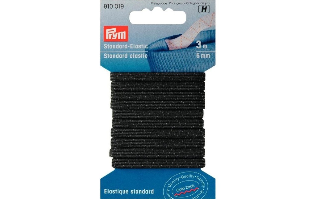 Prym Bande élastique Noir, 3 m x 5 mm