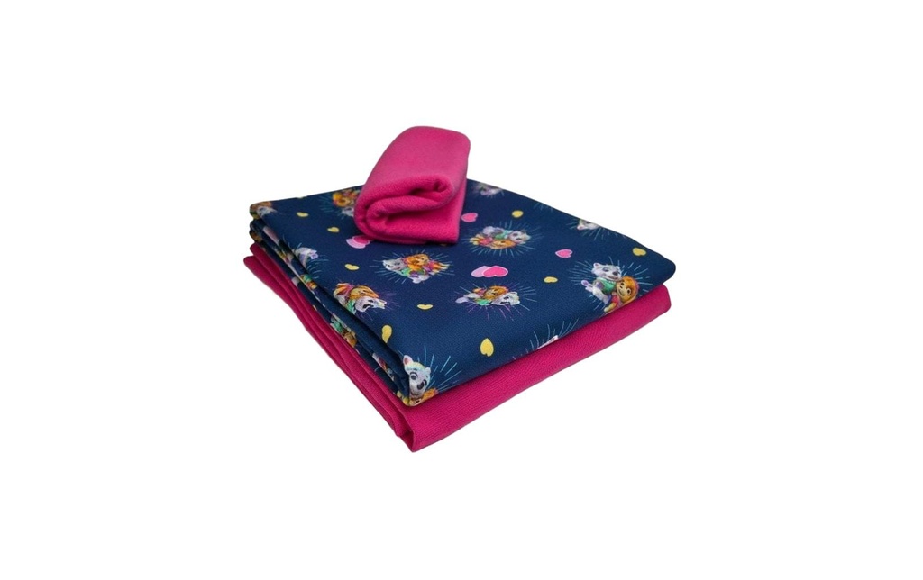 Stoffe Tissu Coeurs Paw Patrol bleu en 3 parties, 2 x 1 m