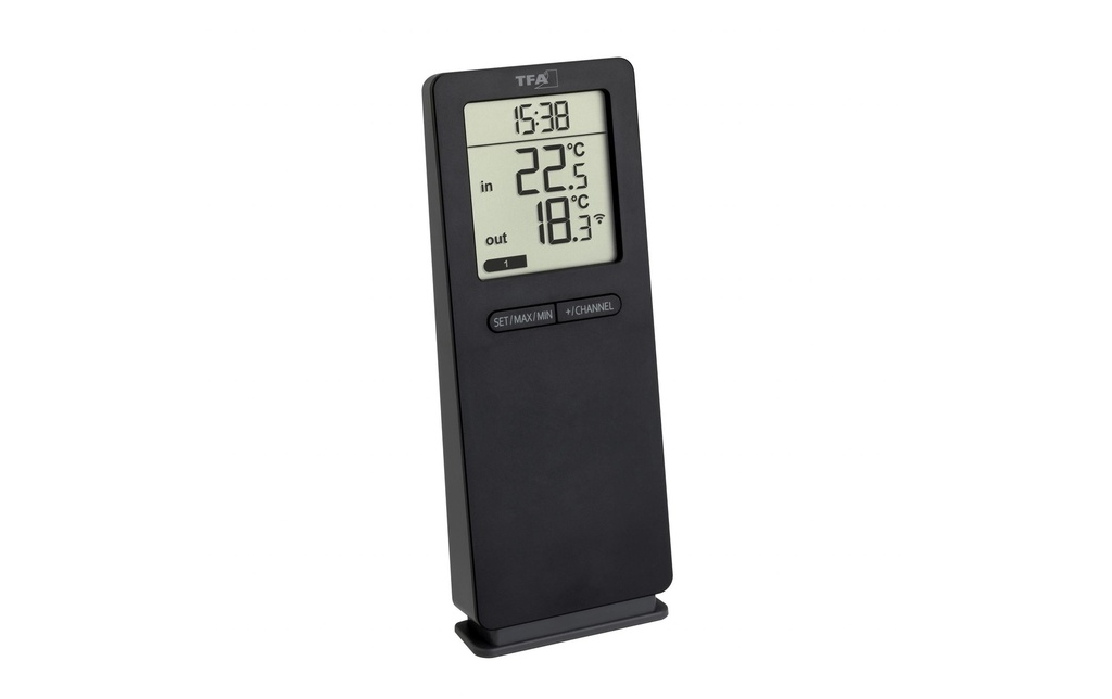 TFA Dostmann Thermomètre radio NeoLogo, Noir