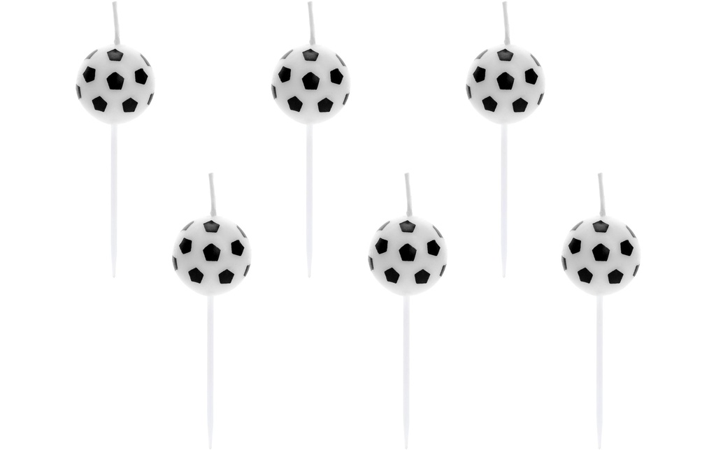 Partydeco Bougie Football 6 Pièce/s