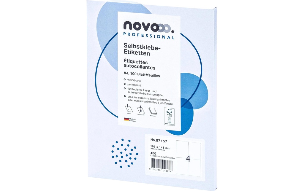 novooo. Étiquettes autocollantes 105 x 148 mm, 100 feuilles