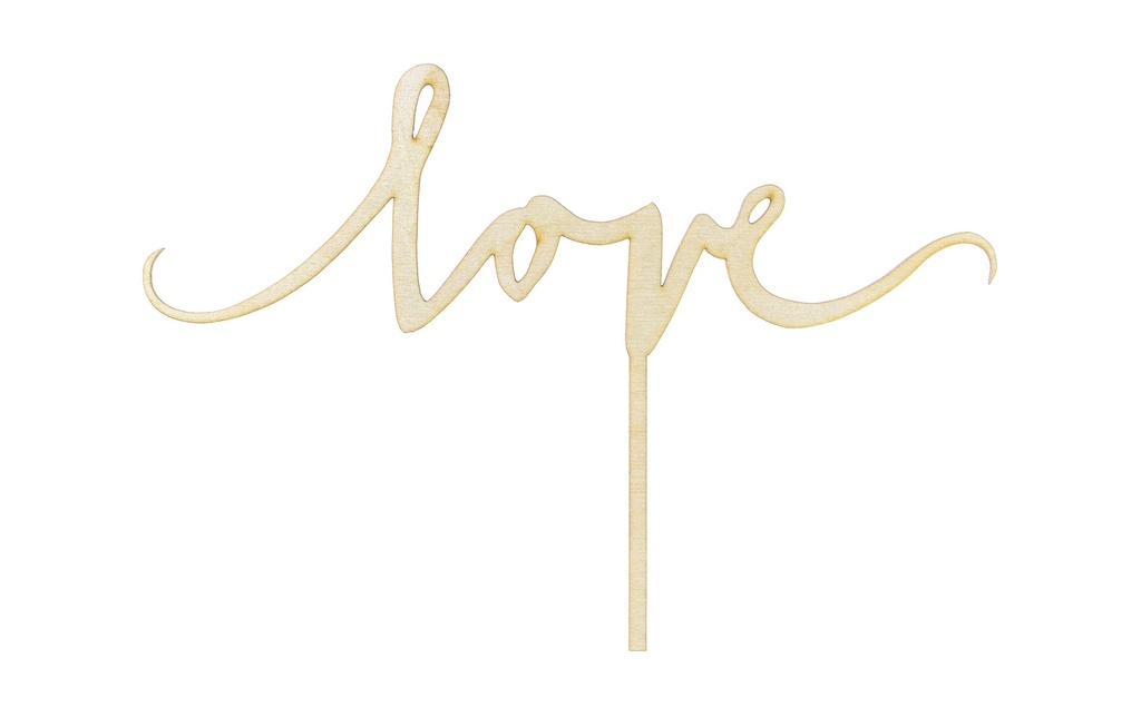 Partydeco Topper pour gâteau Love 23 x 16 cm, bois, 1 pièce, brun
