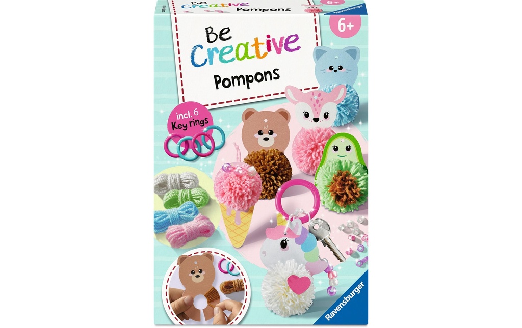 Ravensburger Kit de bricolage Pompons Kawaii 6 pochoirs
