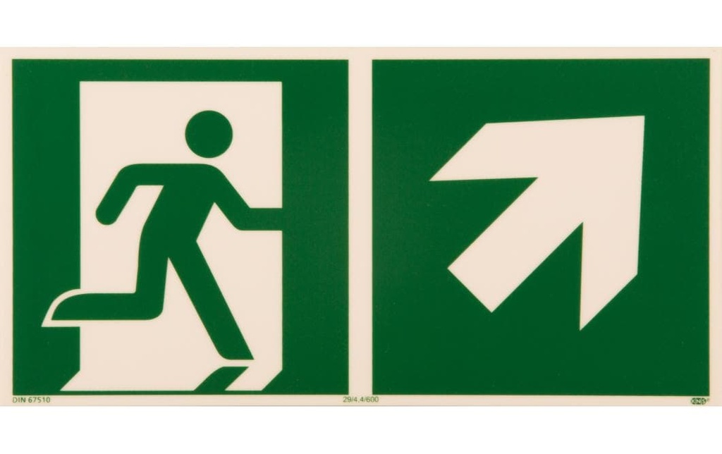 P.R.O. Voie d'évacuation droite ascendante – pictogramme 150 x 300 mm
