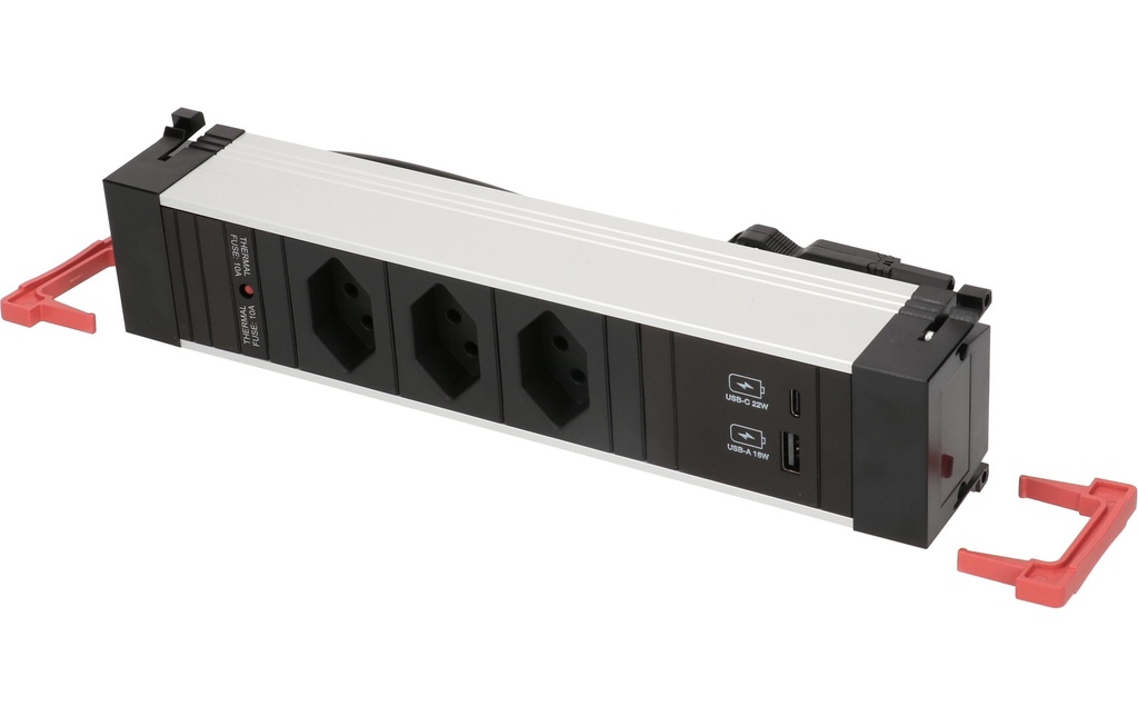 Bachmann Bloc multiprises d’encastrement POWER FRAME 3x T13, 1x USB A/C